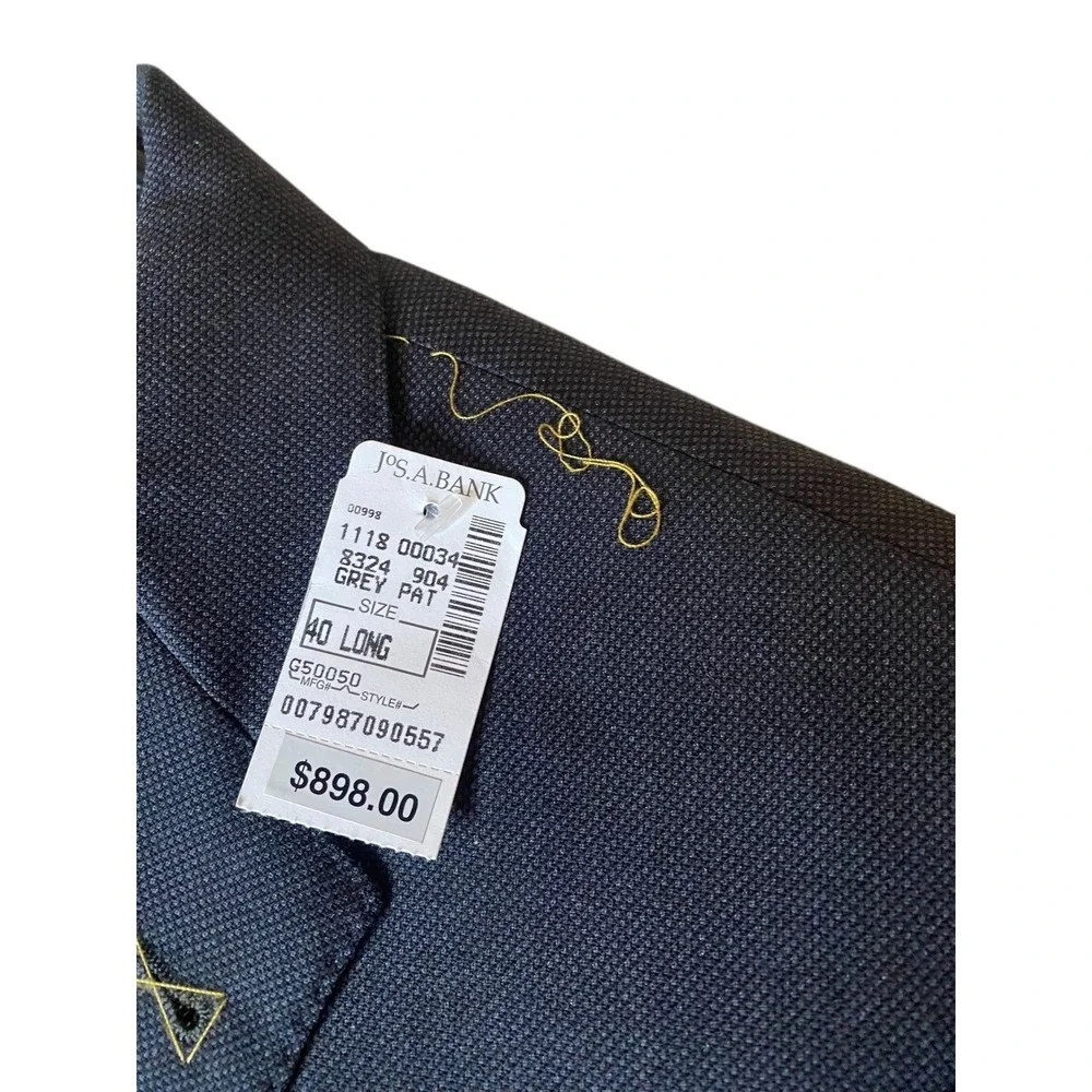 Jos A Bank Signature Gold Tailored Fit Superfine Wool Blazer Men's 40L Gray NWT